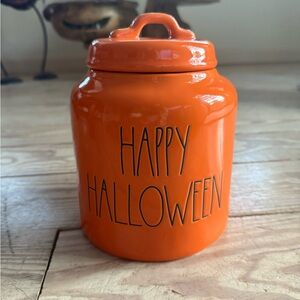 Rae Dunn “HAPPY HALLOWEEN” orange canister